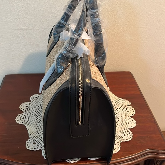 JustFab Black and Tan Woven Satchel - Picture 2 of 2